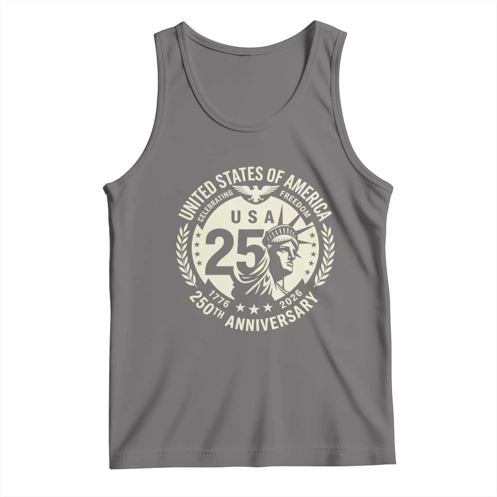 USA 250th Anniversary Statue of Liberty Vintage Crest Tank Top Celebrating Freedom 1776 to 2026 Semiquincentennial
