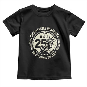 USA 250th Anniversary Statue of Liberty Vintage Crest Toddler T Shirt Celebrating Freedom 1776 to 2026 Semiquincentennial