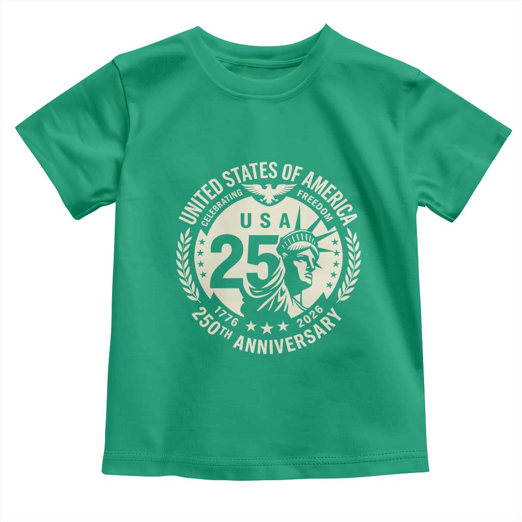 USA 250th Anniversary Statue of Liberty Vintage Crest Toddler T Shirt Celebrating Freedom 1776 to 2026 Semiquincentennial