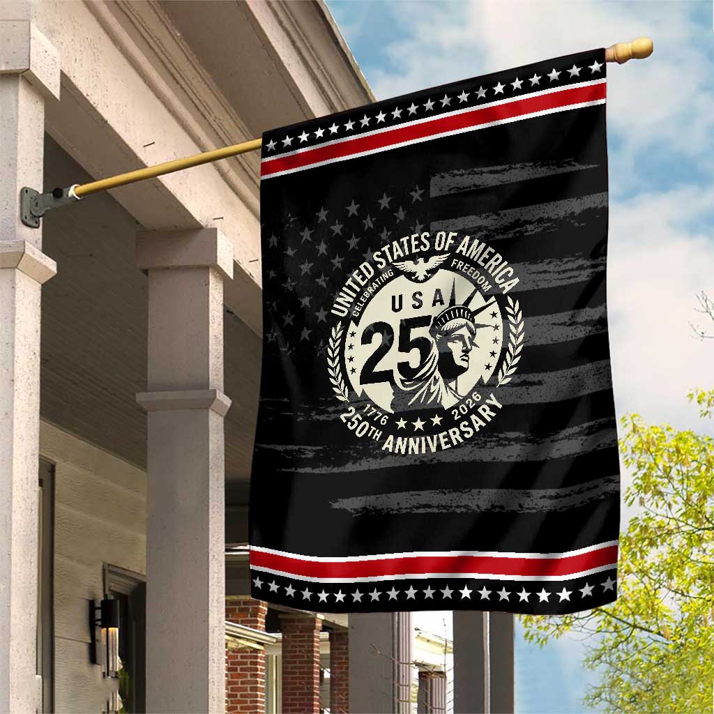USA 250th Anniversary Statue of Liberty Vintage Crest Patriotic Garden Flag Celebrating Freedom 1776 to 2026 Semiquincentennial