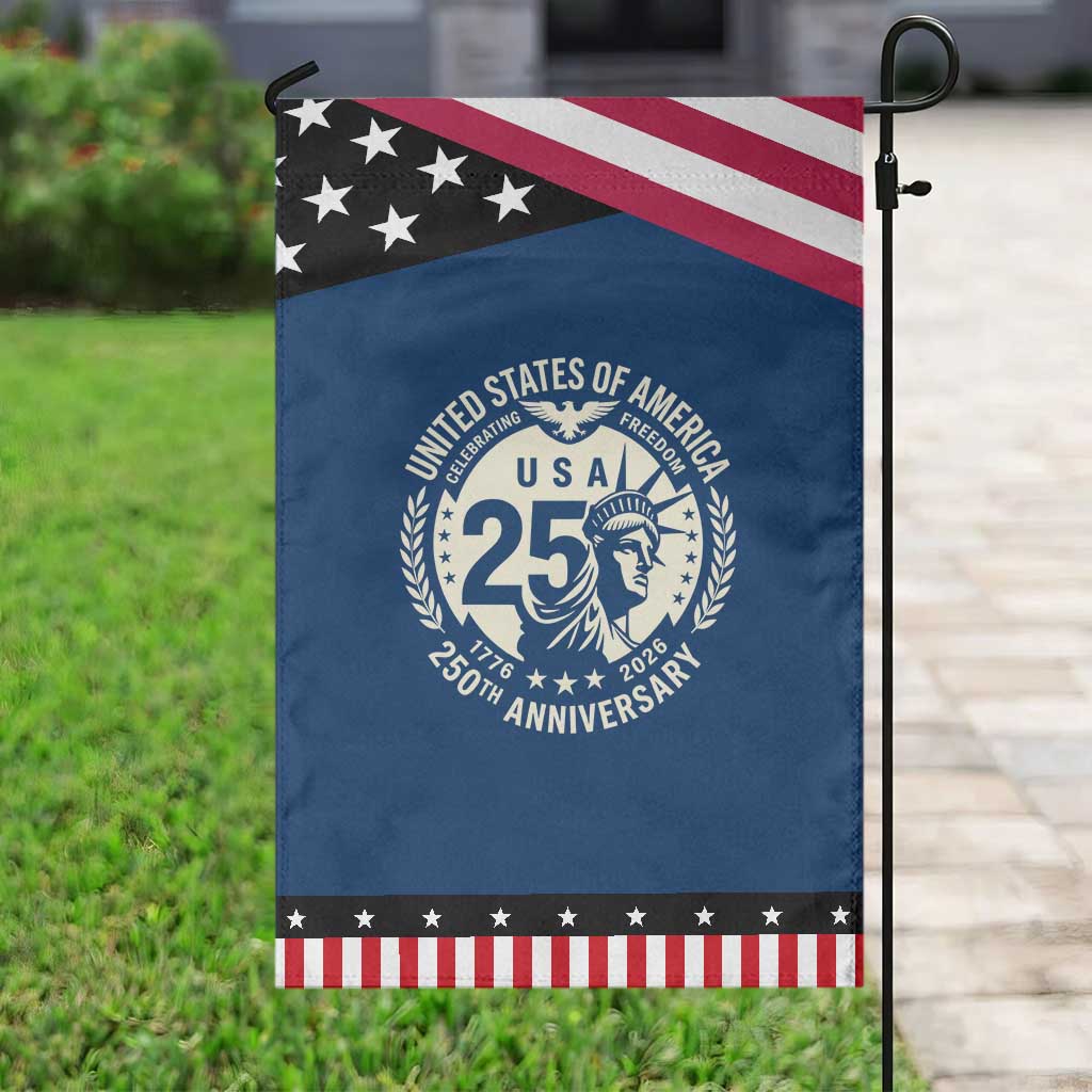 USA 250th Anniversary Statue of Liberty Vintage Crest Patriotic Garden Flag Celebrating Freedom 1776 to 2026 Semiquincentennial