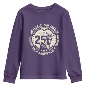 USA 250th Anniversary Statue of Liberty Vintage Crest Youth Sweatshirt Celebrating Freedom 1776 to 2026 Semiquincentennial