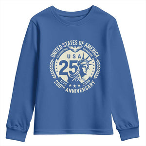 USA 250th Anniversary Statue of Liberty Vintage Crest Youth Sweatshirt Celebrating Freedom 1776 to 2026 Semiquincentennial