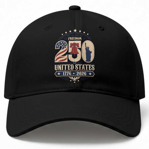 250 Years of Freedom Liberty Bell and Statue of Liberty Graphic Baseball Cap 1776 2026 US Pride American Flag Graphic Emblem