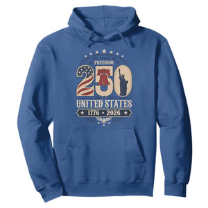 250 Years of Freedom Liberty Bell and Statue of Liberty Graphic Hoodie 1776 2026 US Pride American Flag Graphic Emblem