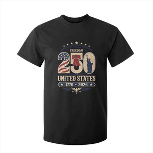 250 Years of Freedom Liberty Bell and Statue of Liberty Graphic T Shirt For Kid 1776 2026 US Pride American Flag Graphic Emblem