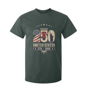 250 Years of Freedom Liberty Bell and Statue of Liberty Graphic T Shirt For Kid 1776 2026 US Pride American Flag Graphic Emblem