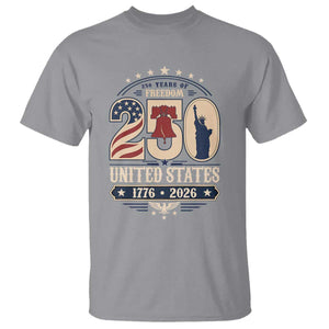 250 Years of Freedom Liberty Bell and Statue of Liberty Graphic T Shirt 1776 2026 US Pride American Flag Graphic Emblem