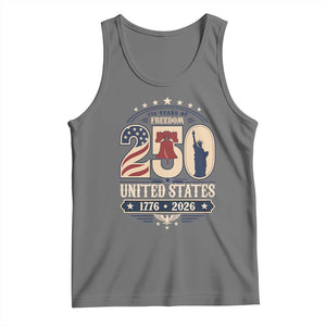 250 Years of Freedom Liberty Bell and Statue of Liberty Graphic Tank Top 1776 2026 US Pride American Flag Graphic Emblem