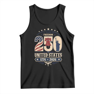 250 Years of Freedom Liberty Bell and Statue of Liberty Graphic Tank Top 1776 2026 US Pride American Flag Graphic Emblem