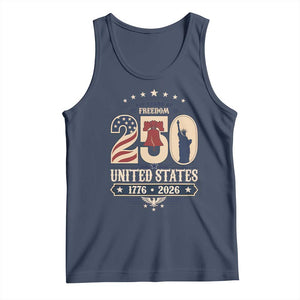 250 Years of Freedom Liberty Bell and Statue of Liberty Graphic Tank Top 1776 2026 US Pride American Flag Graphic Emblem