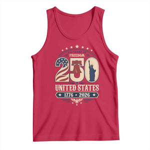 250 Years of Freedom Liberty Bell and Statue of Liberty Graphic Tank Top 1776 2026 US Pride American Flag Graphic Emblem