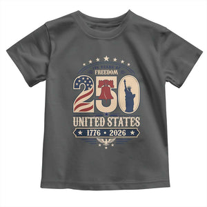 250 Years of Freedom Liberty Bell and Statue of Liberty Graphic Toddler T Shirt 1776 2026 US Pride American Flag Graphic Emblem