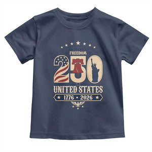 250 Years of Freedom Liberty Bell and Statue of Liberty Graphic Toddler T Shirt 1776 2026 US Pride American Flag Graphic Emblem