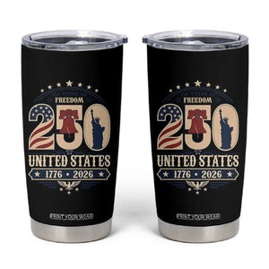 250 Years of Freedom Liberty Bell and Statue of Liberty Graphic Tumbler Cup 1776 2026 US Pride American Flag Graphic Emblem TS02 Black Print Your Wear