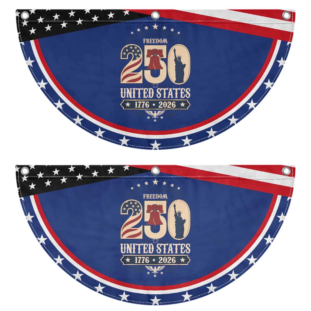 250 Years of Freedom Liberty Bell and Statue of Liberty Graphic Patriotic Fan Flag 1776 2026 US Pride American Flag Graphic Emblem