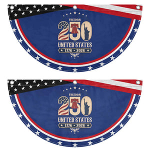 250 Years of Freedom Liberty Bell and Statue of Liberty Graphic Patriotic Fan Flag 1776 2026 US Pride American Flag Graphic Emblem