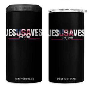 Jesus Saves USA Semiquincentennial 1776 2026 4 in 1 Can Cooler Tumbler Patriotic Christian Faith USA 250 Years of Freedom TS02 One Size: 16 oz Black Print Your Wear