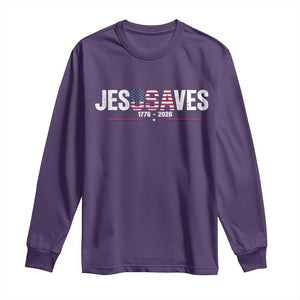 Jesus Saves USA Semiquincentennial 1776 2026 Long Sleeve Shirt Patriotic Christian Faith USA 250 Years of Freedom TS02 Purple Print Your Wear