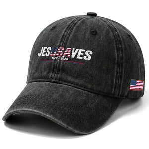 Jesus Saves USA Semiquincentennial 1776 2026 Washed Cotton Baseball Cap Patriotic Christian Faith USA 250 Years of Freedom