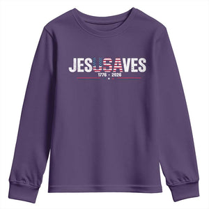 Jesus Saves USA Semiquincentennial 1776 2026 Youth Sweatshirt Patriotic Christian Faith USA 250 Years of Freedom