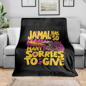 Jamal Has So Many Sorries To Give Throw Blanket Funny Fire Breathing Hammerhead Shark Gamer