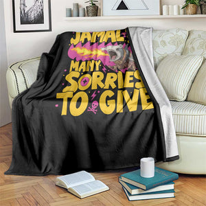 Jamal Has So Many Sorries To Give Throw Blanket Funny Fire Breathing Hammerhead Shark Gamer