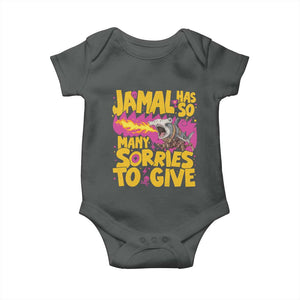 Jamal Has So Many Sorries To Give Baby Onesie Funny Fire Breathing Hammerhead Shark Gamer