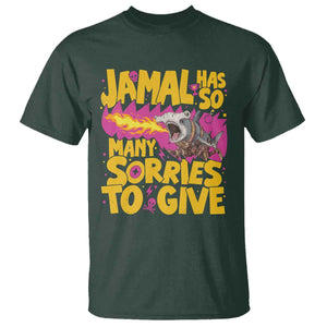 Jamal Has So Many Sorries To Give T Shirt Funny Fire Breathing Hammerhead Shark Gamer