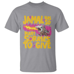 Jamal Has So Many Sorries To Give T Shirt Funny Fire Breathing Hammerhead Shark Gamer