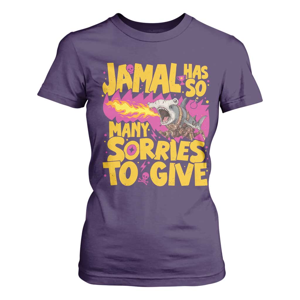 Jamal Has So Many Sorries To Give T Shirt For Women Funny Fire Breathing Hammerhead Shark Gamer