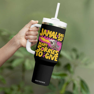 Jamal Has So Many Sorries To Give Tumbler With Handle Funny Fire Breathing Hammerhead Shark Gamer
