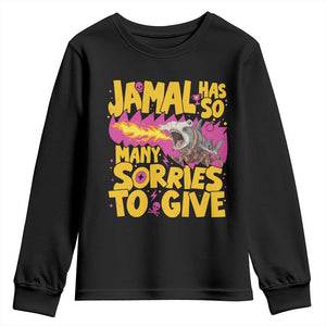 Jamal Has So Many Sorries To Give Youth Sweatshirt Funny Fire Breathing Hammerhead Shark Gamer