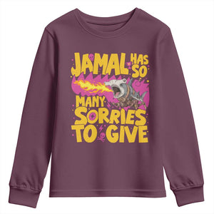 Jamal Has So Many Sorries To Give Youth Sweatshirt Funny Fire Breathing Hammerhead Shark Gamer
