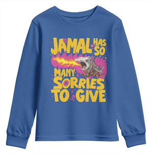 Jamal Has So Many Sorries To Give Youth Sweatshirt Funny Fire Breathing Hammerhead Shark Gamer