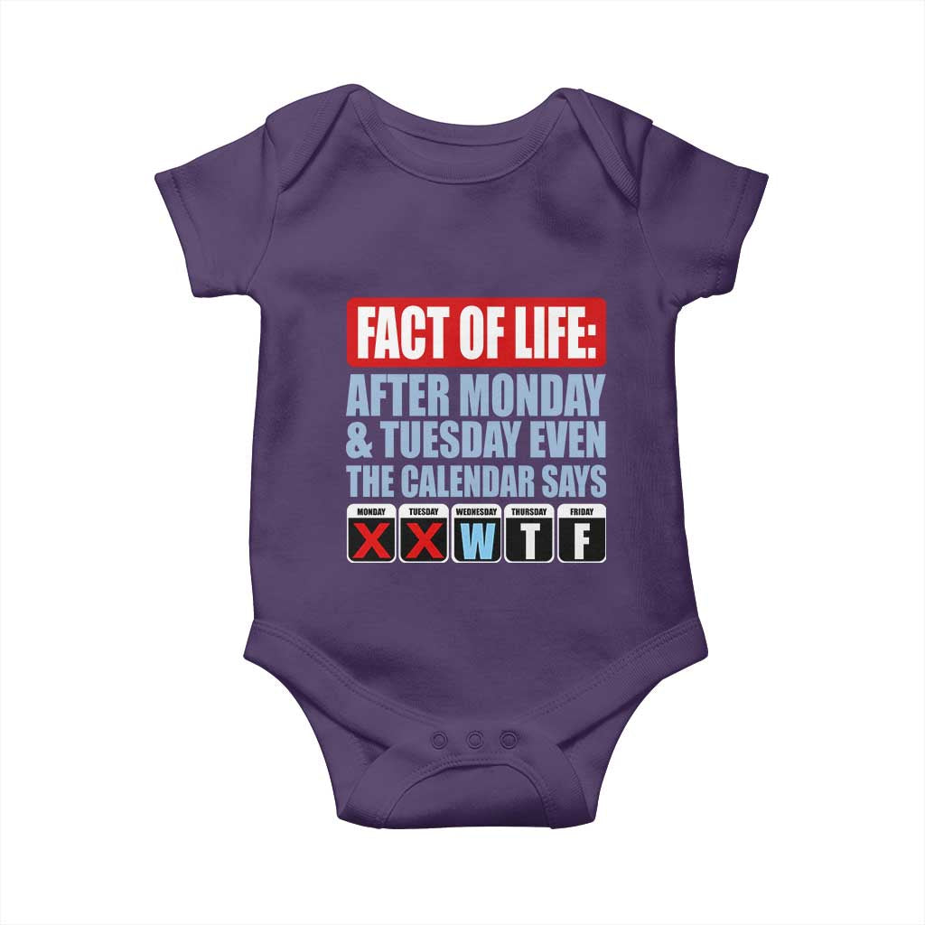 Fact Of Life Even The Calendar Says WTF Baby Onesie Funny Sarcastic Workplace Weekday Humor