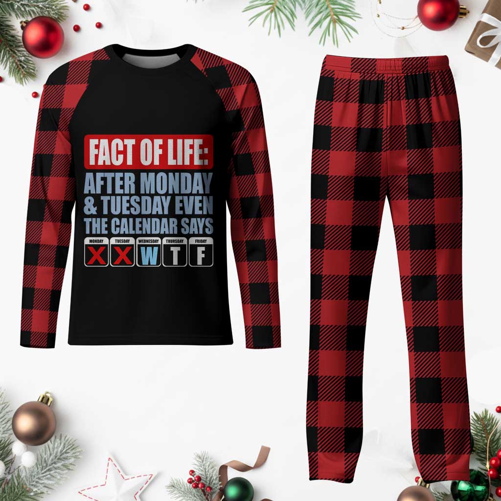 Fact Of Life Even The Calendar Says WTF Plaid Pajama Set Funny Sarcastic Workplace Weekday Humor
