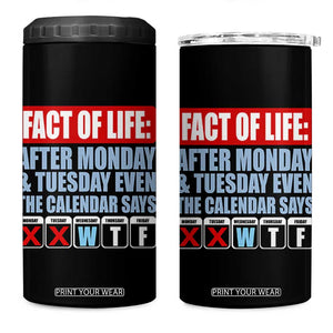 Fact Of Life Even The Calendar Says WTF 4 in 1 Can Cooler Tumbler Funny Sarcastic Workplace Weekday Humor