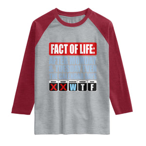 Fact Of Life Even The Calendar Says WTF Raglan Shirt Funny Sarcastic Workplace Weekday Humor