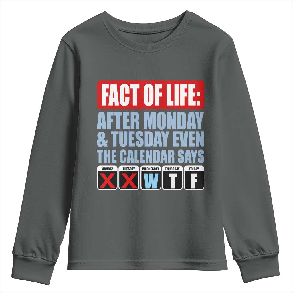Fact Of Life Even The Calendar Says WTF Youth Sweatshirt Funny Sarcastic Workplace Weekday Humor