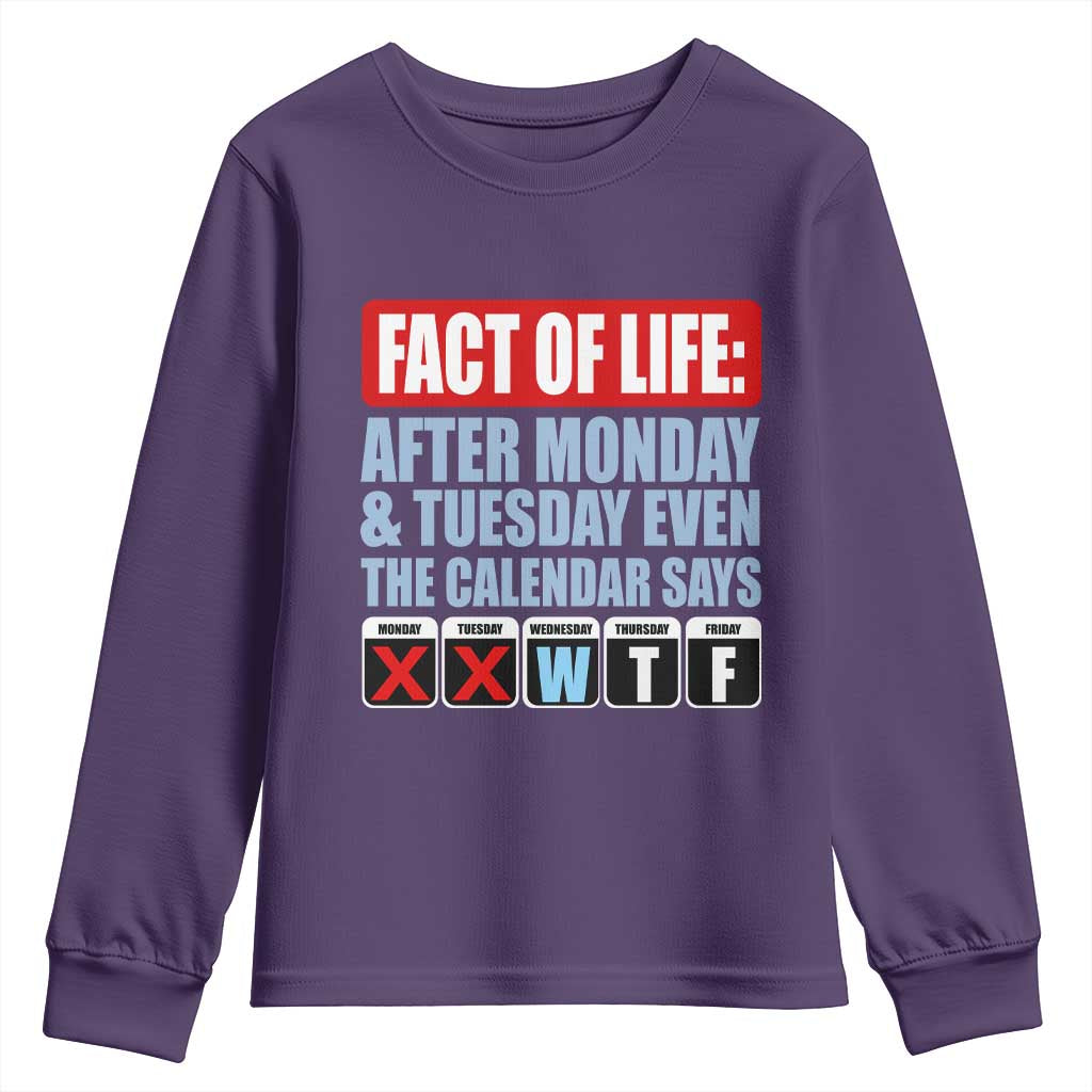 Fact Of Life Even The Calendar Says WTF Youth Sweatshirt Funny Sarcastic Workplace Weekday Humor