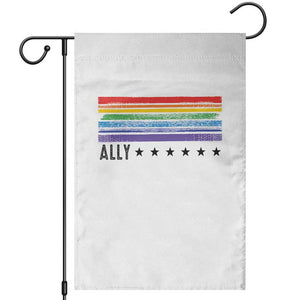 Retro Rainbow Ally Distressed Stripes Graphic Garden Flag LGBTQ Support Pride Month