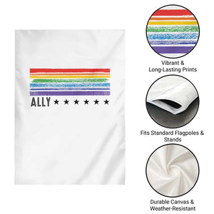 Retro Rainbow Ally Distressed Stripes Graphic Garden Flag LGBTQ Support Pride Month