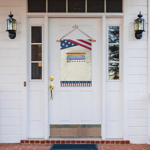 Retro Rainbow Ally Distressed Stripes Graphic Patriotic Garden Flag LGBTQ Support Pride Month