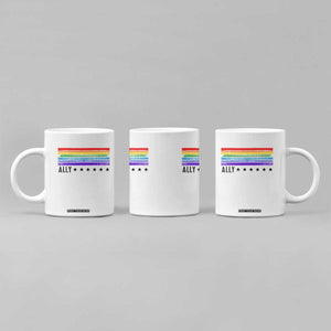 Retro Rainbow Ally Distressed Stripes Graphic Coffee Mug LGBTQ Support Pride Month TS02 Print Your Wear