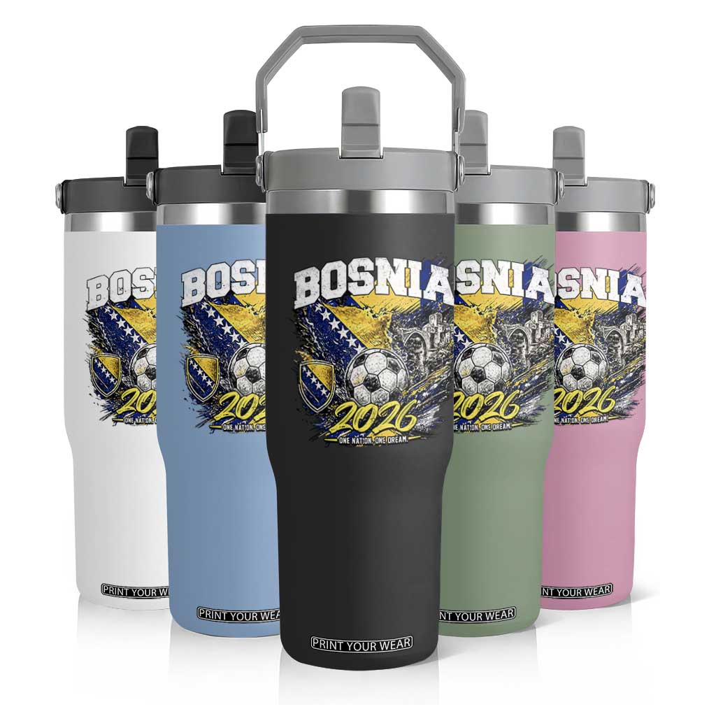 Bosnia Soccer Jersey Pride 2026 Flip Straw Tumbler One Nation One Dream Heritage Football Sports Fan