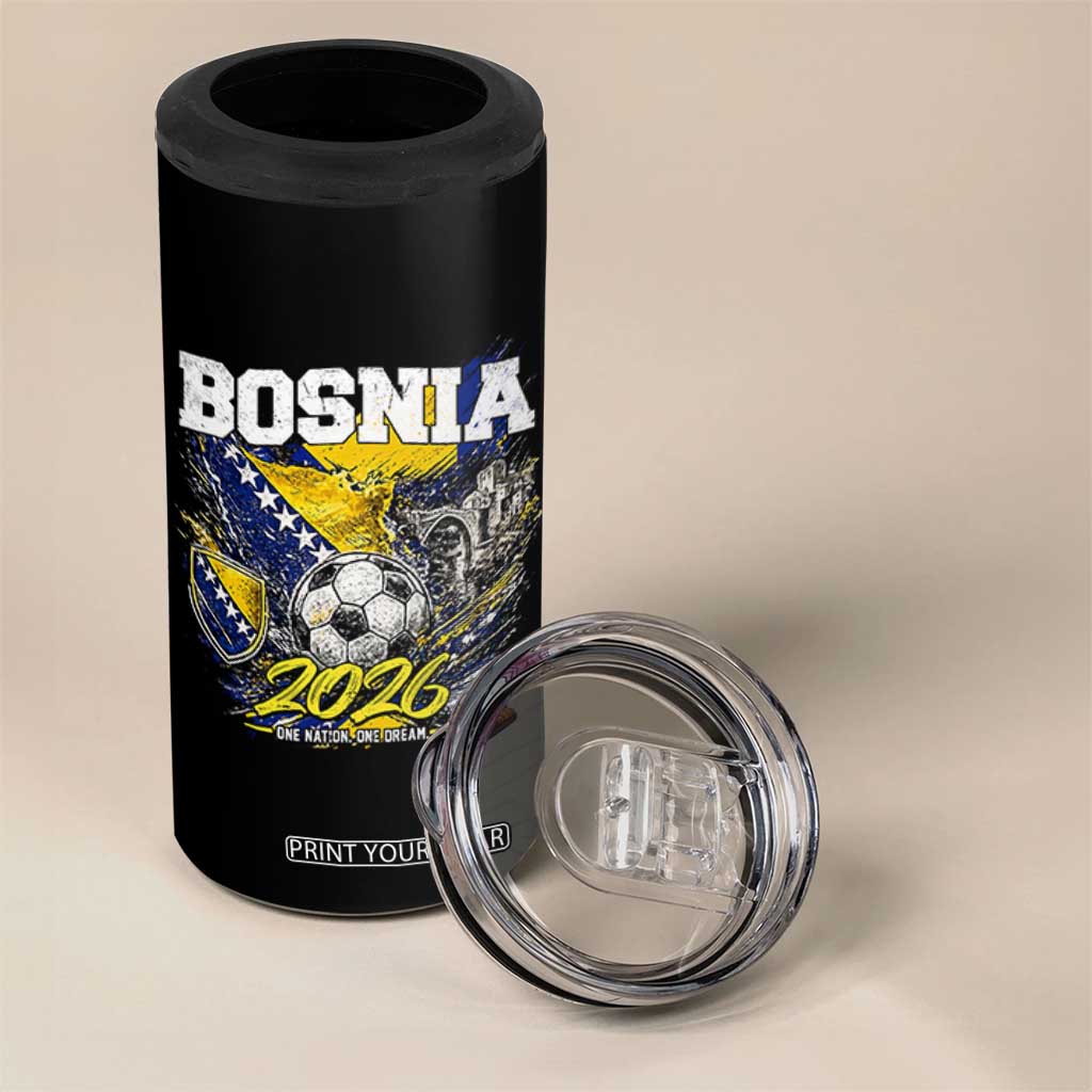 Bosnia Soccer Jersey Pride 2026 4 in 1 Can Cooler Tumbler One Nation One Dream Heritage Football Sports Fan