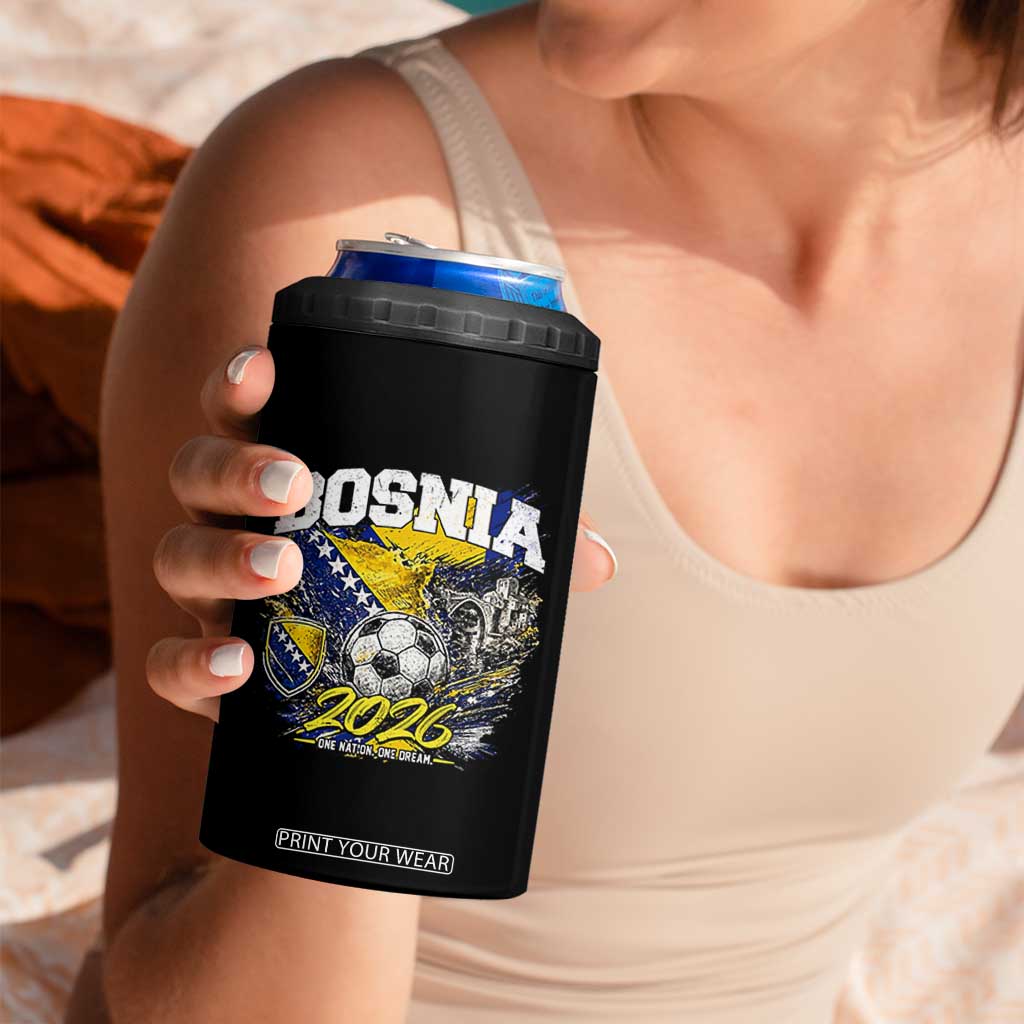 Bosnia Soccer Jersey Pride 2026 4 in 1 Can Cooler Tumbler One Nation One Dream Heritage Football Sports Fan