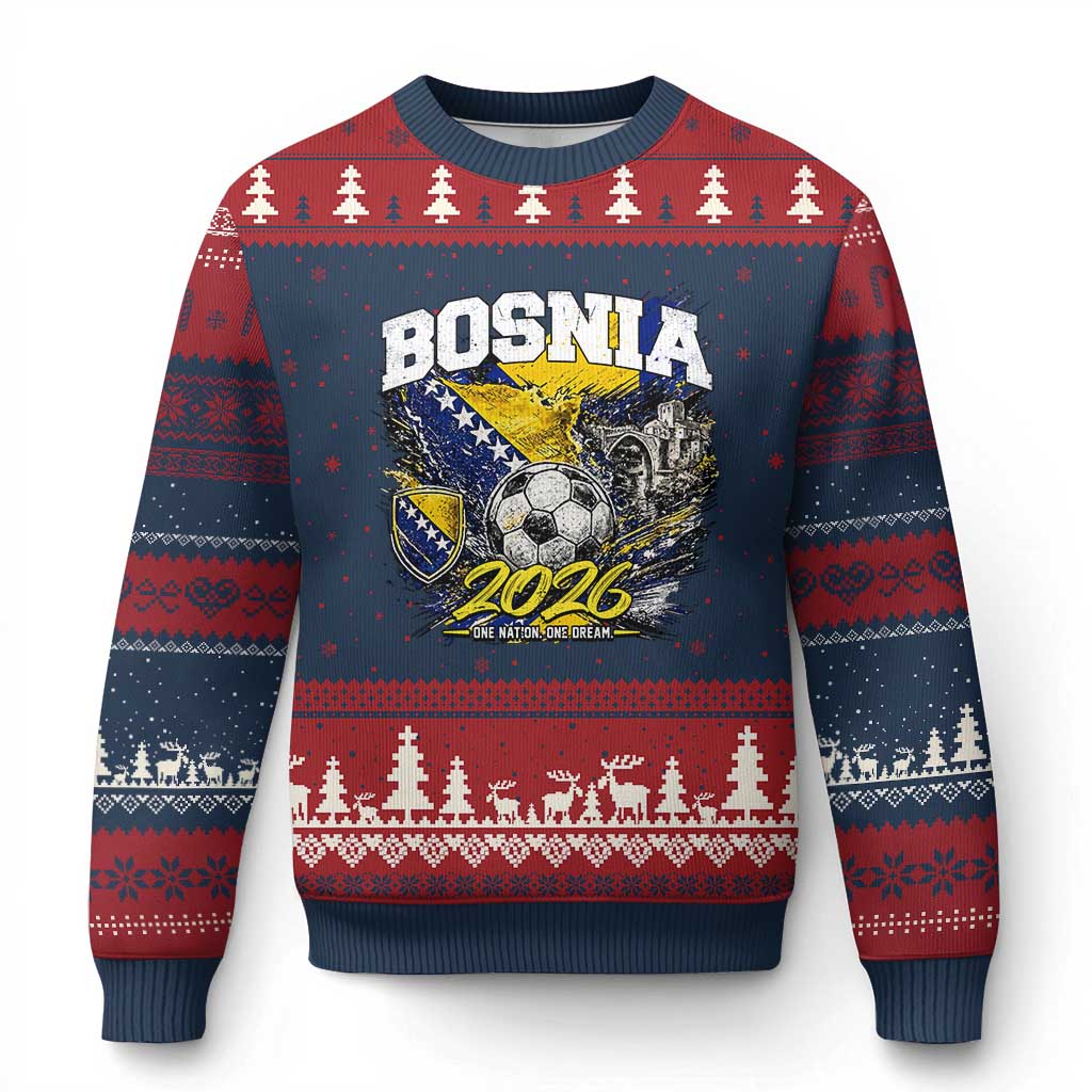 Bosnia Soccer Jersey Pride 2026 Ugly Christmas Sweater One Nation One Dream Heritage Football Sports Fan