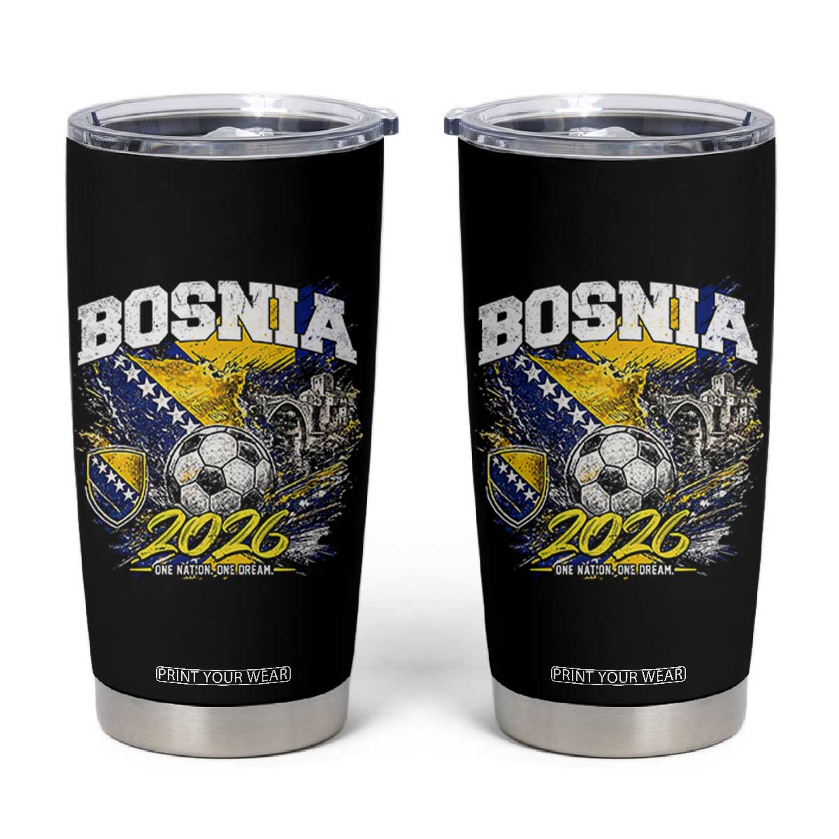 Bosnia Soccer Jersey Pride 2026 Tumbler Cup One Nation One Dream Heritage Football Sports Fan